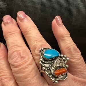 Navajo Sterling silver sleeping beauty, corral